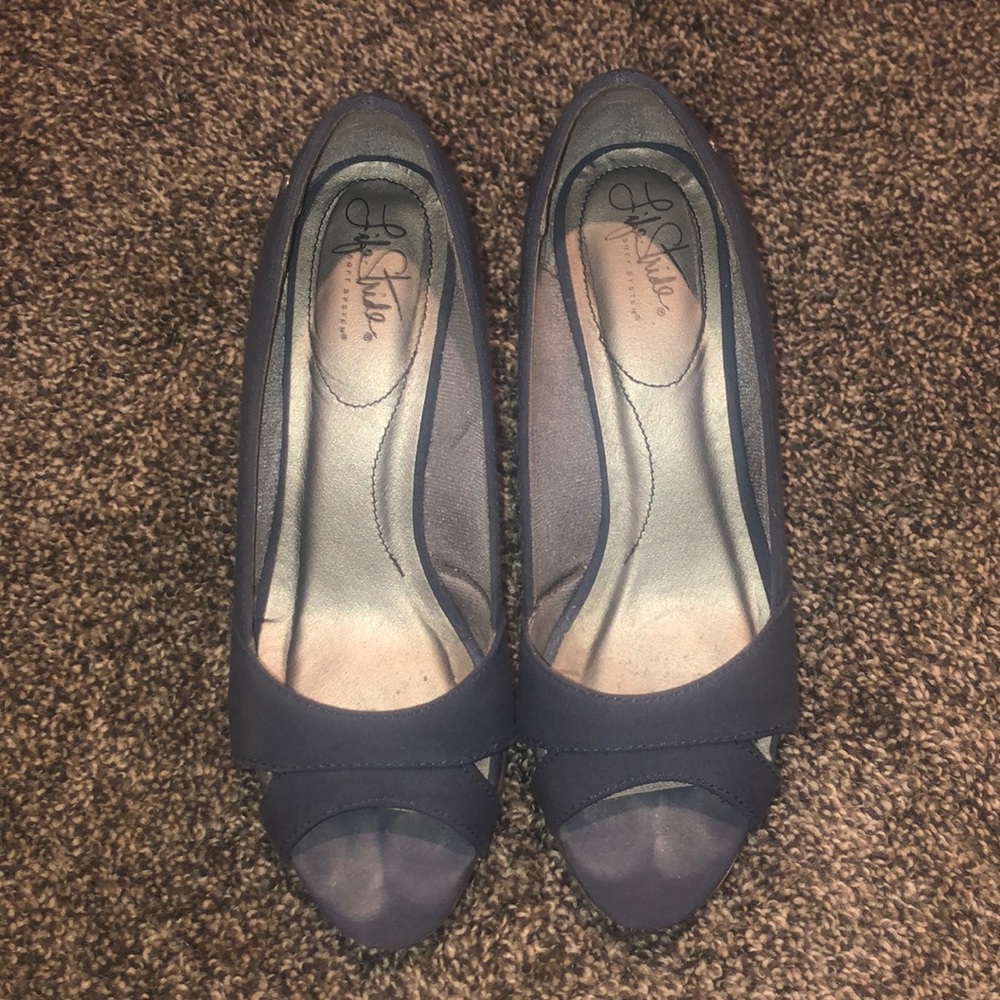 navy blue wedges